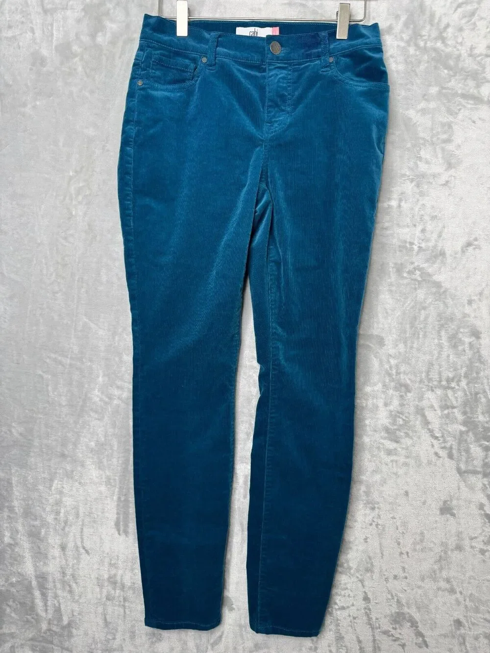 Cabi High Skinny Corduroy Pants Womens 4 Moroccan Blue # 4137 Stretch Mid Rise
